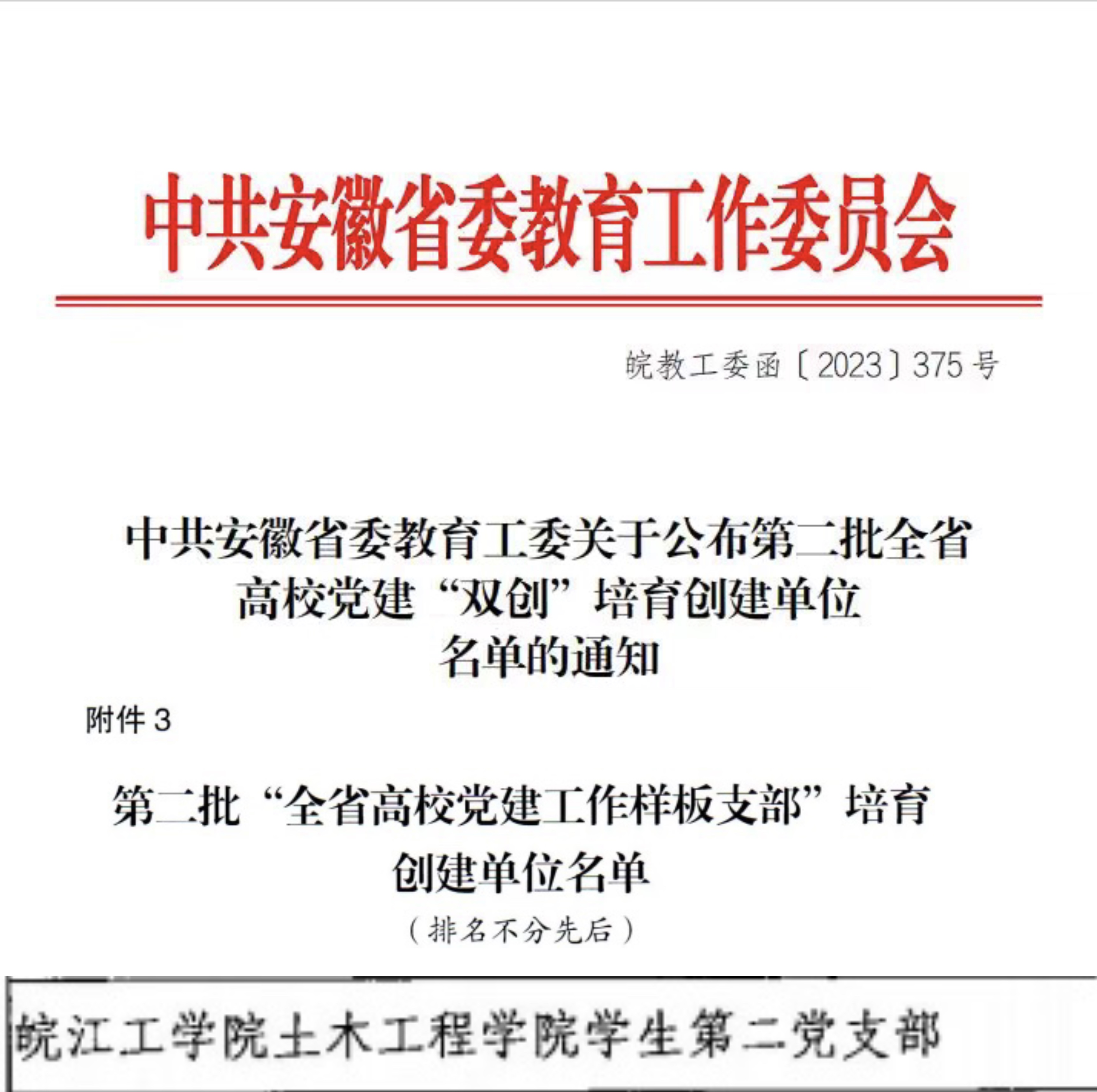 <strong>上榜！bat365在线中国登录入口土木工程学院学生第二党支部入选 “全省党建工作样板支部”</strong>