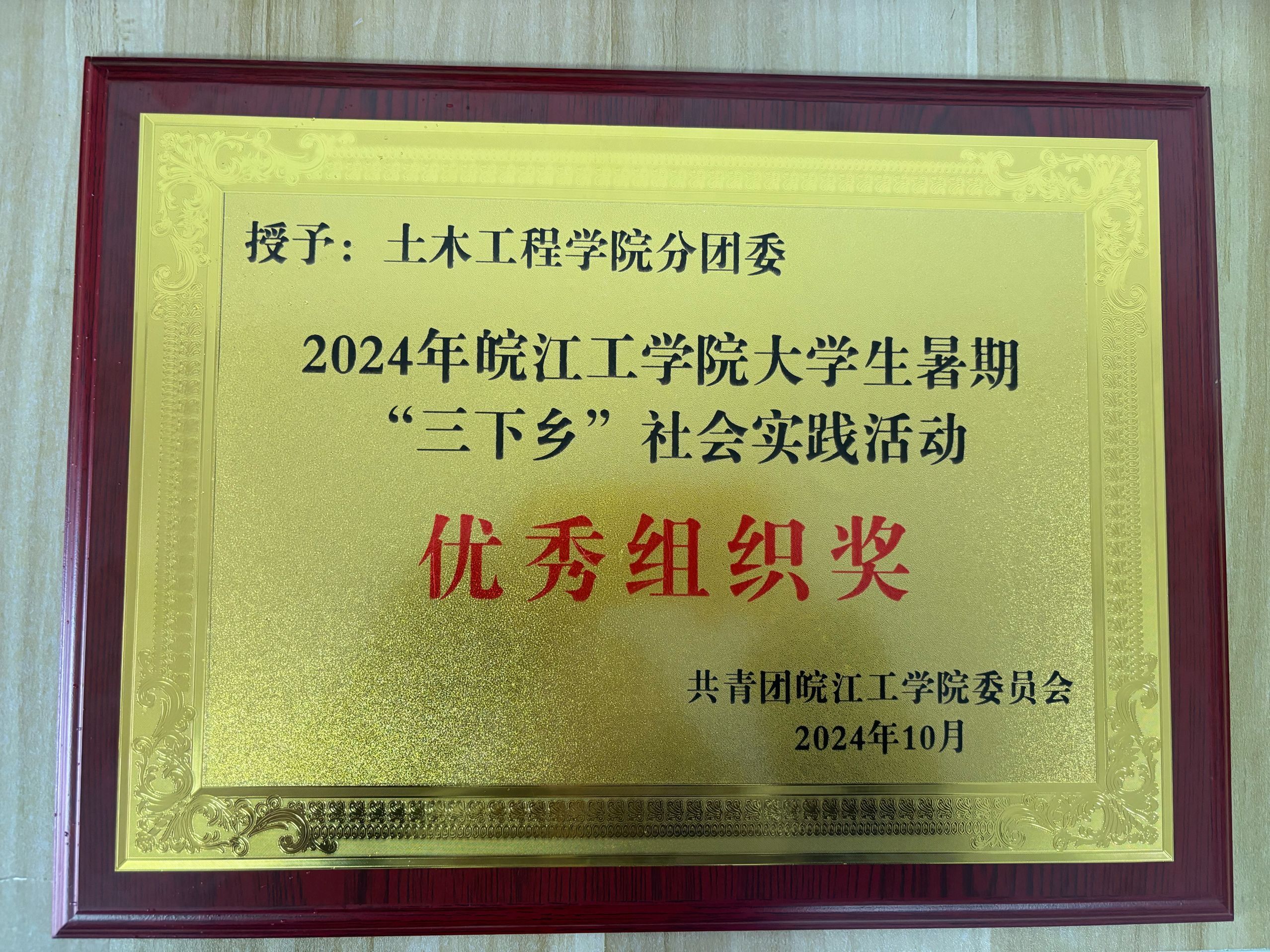 <strong>土木工程学院分团委荣获2024年bat365在线中国登录入口大学生暑期“三下乡”优秀组织奖</strong>